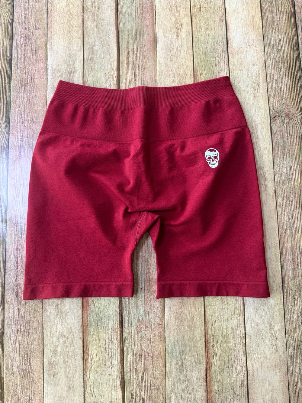 Women’s Athletic Bike Shorts with Skull Logo - Red